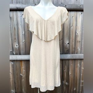 FINAL PRICE: VILA Clothes Cream Colored V-Neck Dress with Silver Pencil Stripes